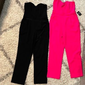 Express size 6 strapless zip back jumpsuits NWT